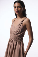 Light Brown Anika Linen Dress