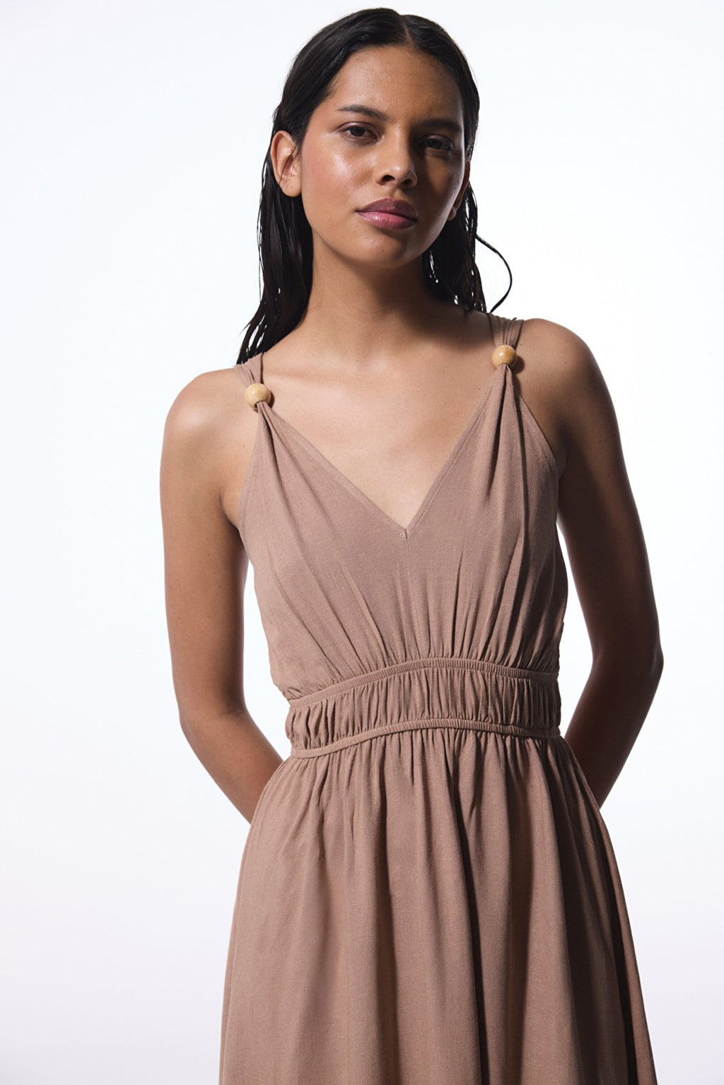 Light Brown Anika Linen Dress