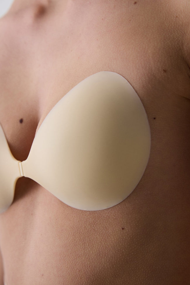 Beige Thin Non-Padded Silicone Bra Main Image