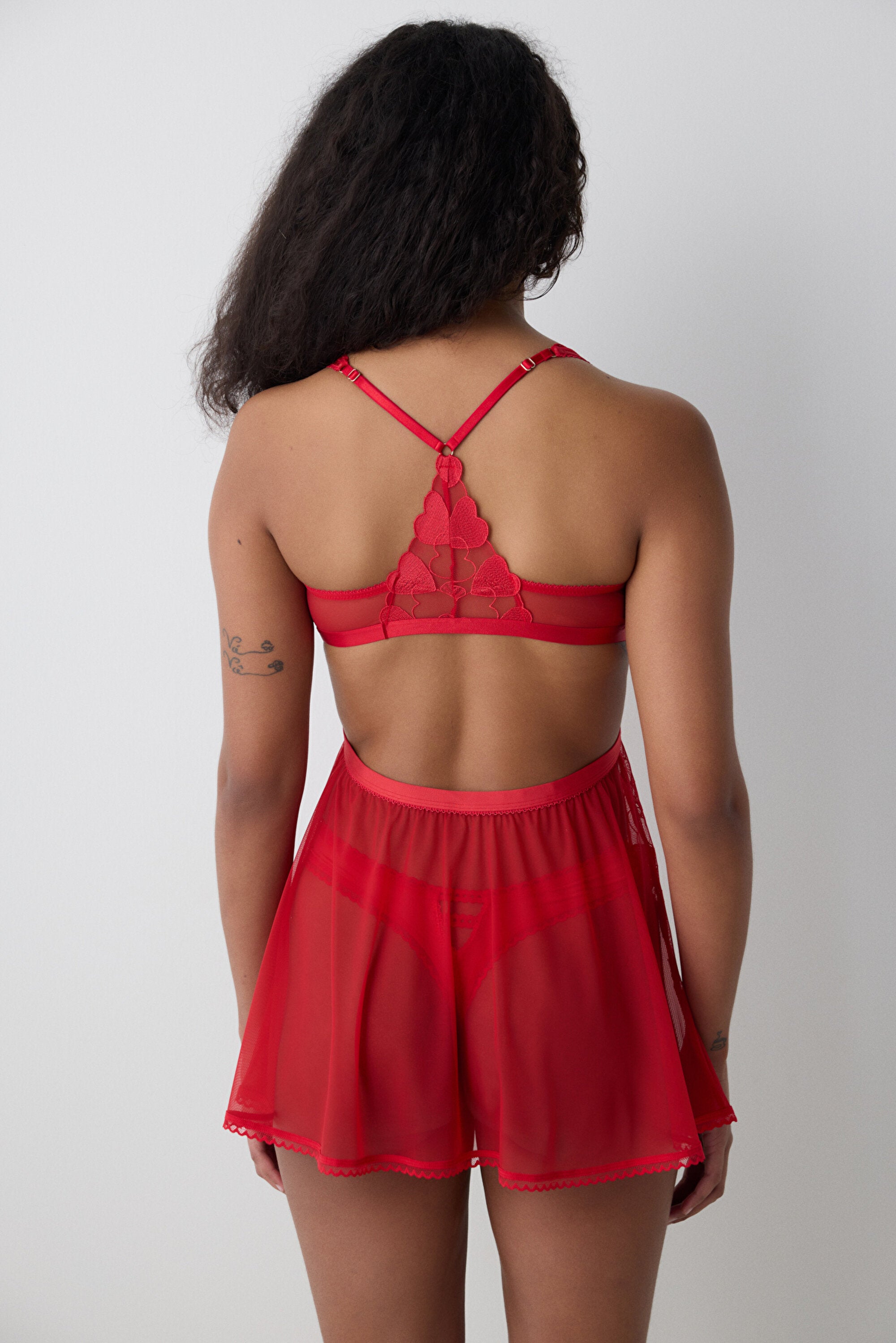 Heart Detailed Red Babydoll - Penti Loves Paris Collection