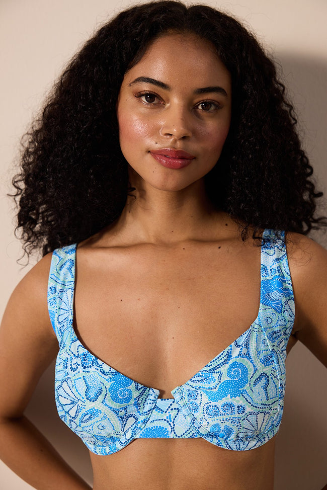Blue Seashell Underwire Multicolored Bikini Top Main Image