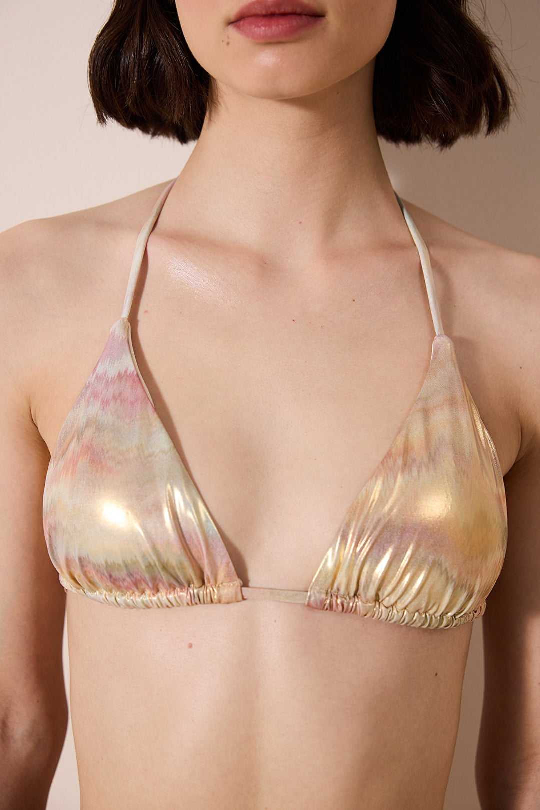 Cyrus Triangle Shiny Multi Color Bikini Top