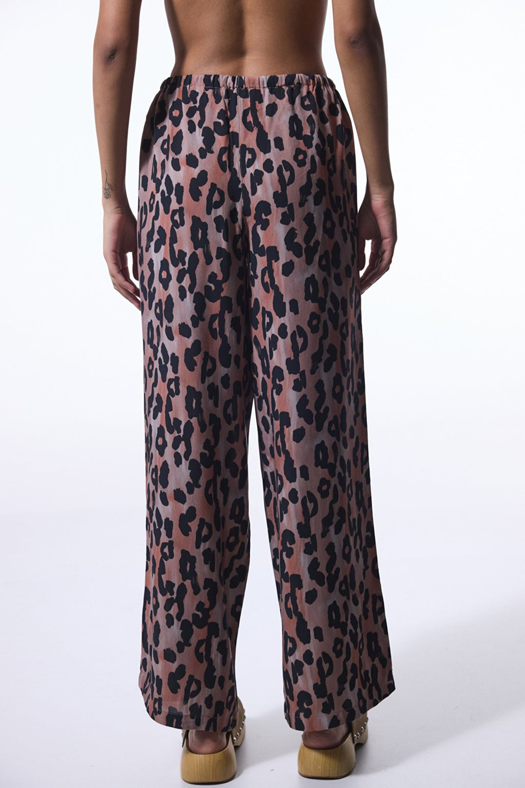Clove Leopard Patterned Tie Detail Trousers