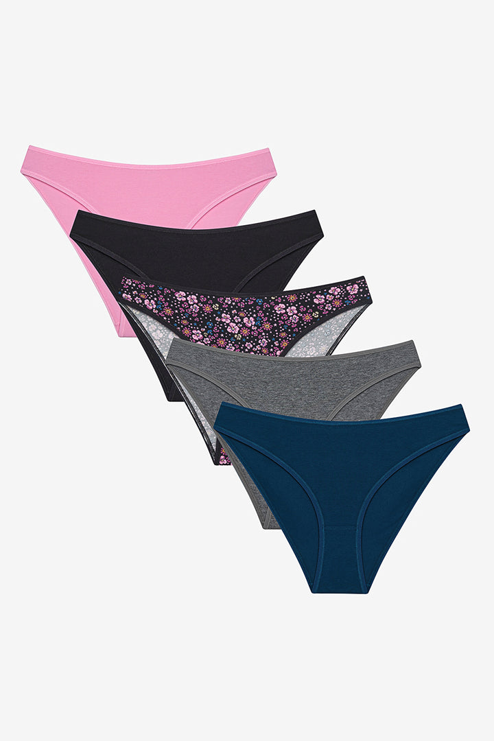 Autumn Floral 5-Pack Multicolored Slip Panties