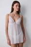 Off White Front Opening Floral Accessory Non-wired Babydoll