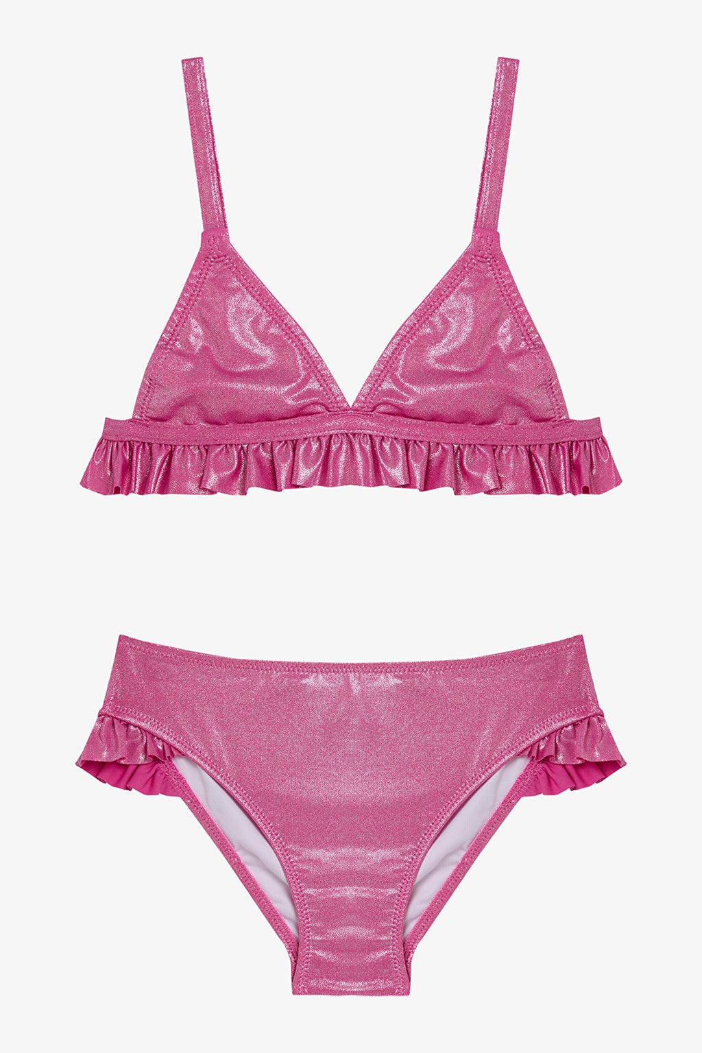 Pink Girl's Shiny Triangle Bikini Set