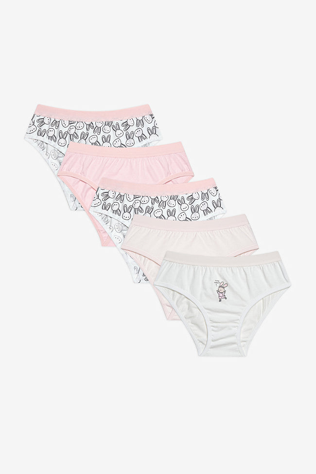 Girls Bunnies 5-Pack Multicolored Slip Panties Hover Image