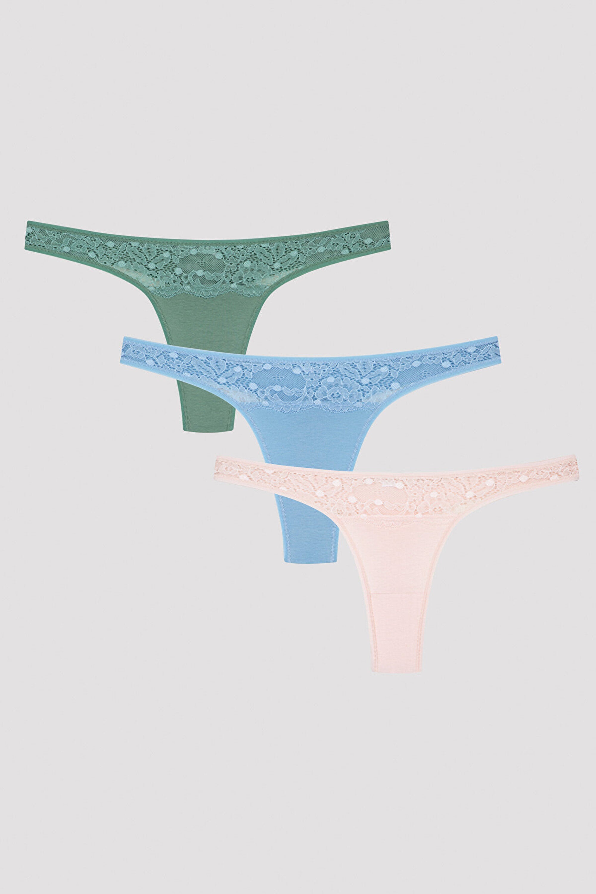 Waterfall Lace Detailed 3In1 Thong