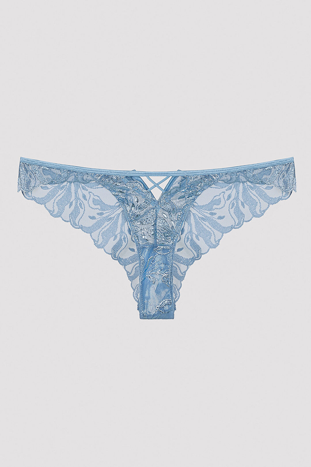 Allure Glittery V Cut Blue Brazilian Panties