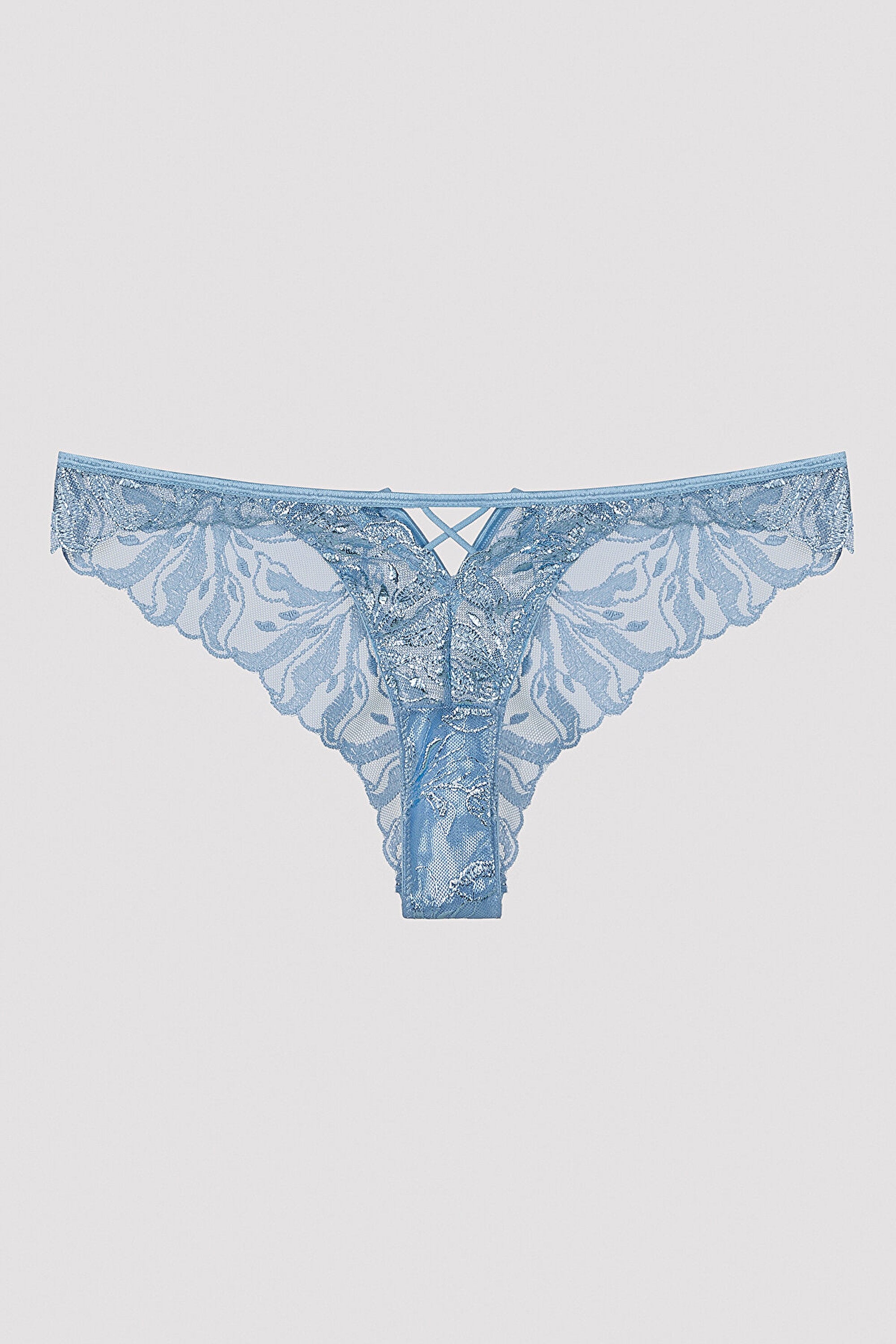 Allure Glittery V Cut Blue Brazilian Panties