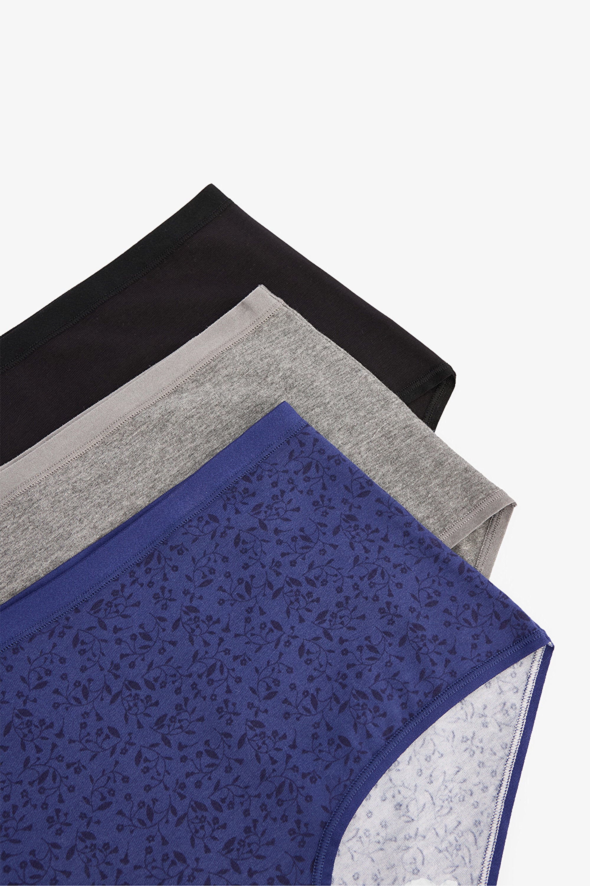 Crunchy Leaf Pattern High Waist 3-Pack Briefs