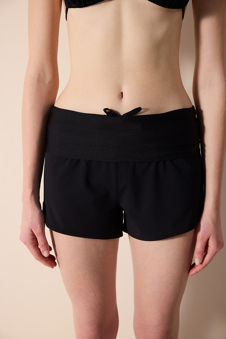 Folded Black Swim Shorts