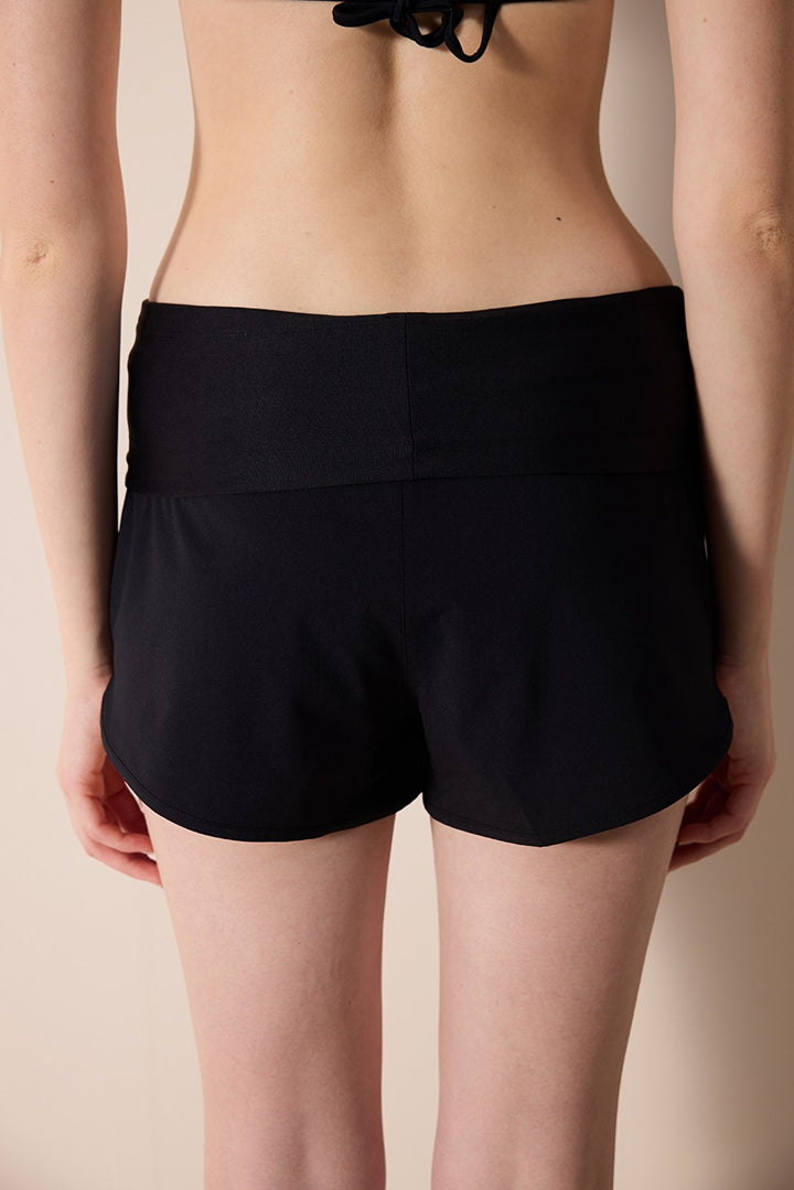 Folded Black Swim Shorts