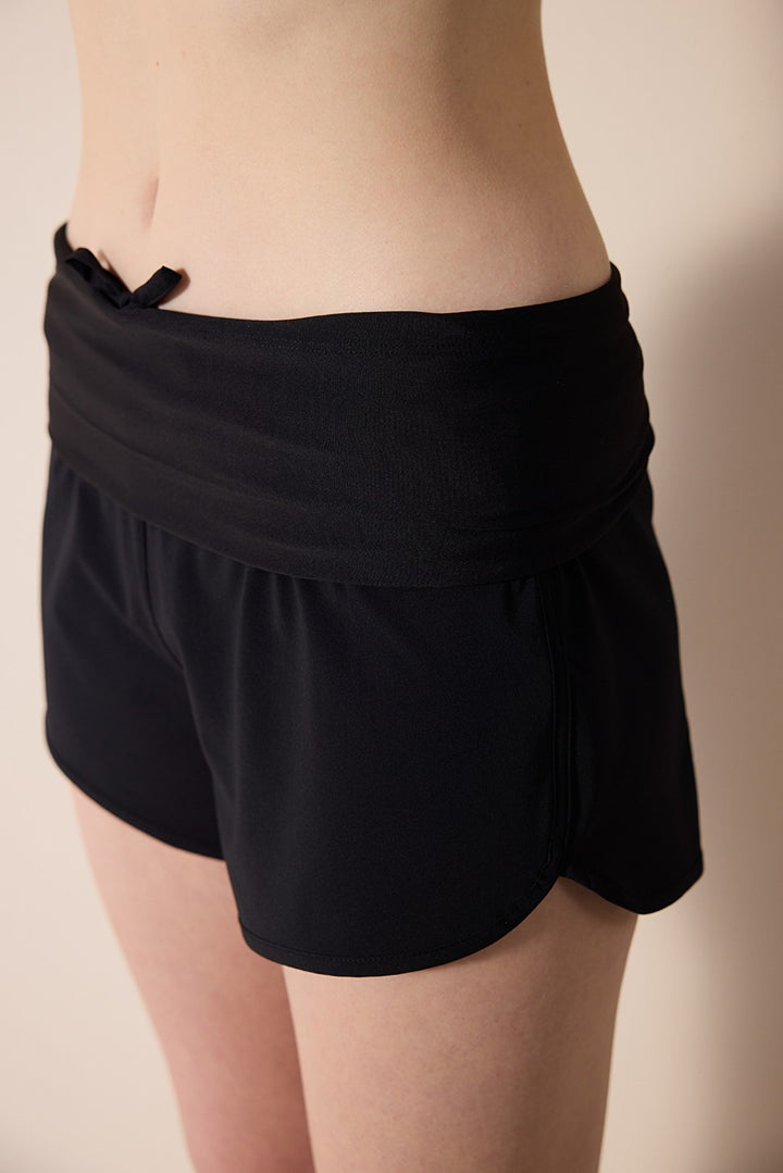 Folded Black Swim Shorts