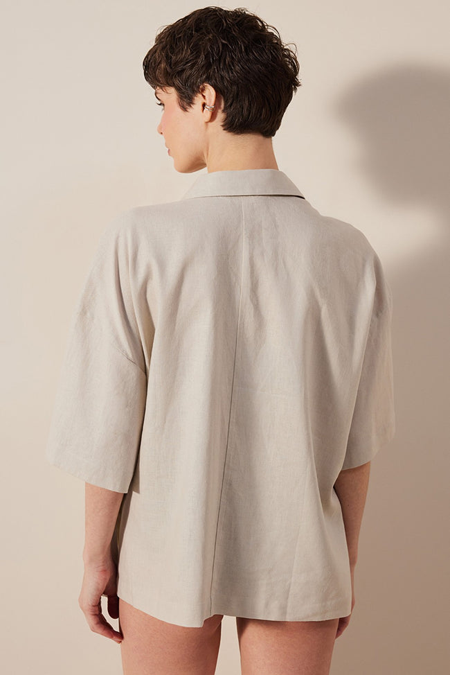 Linen Natural Stone Color Shirt Main Image
