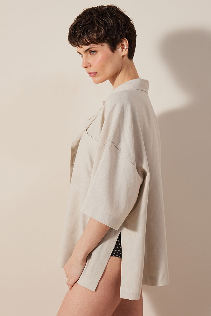 Linen Natural Stone Color Shirt