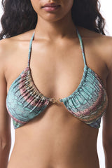Snake Patterned Aida Reverse V Bikini Top