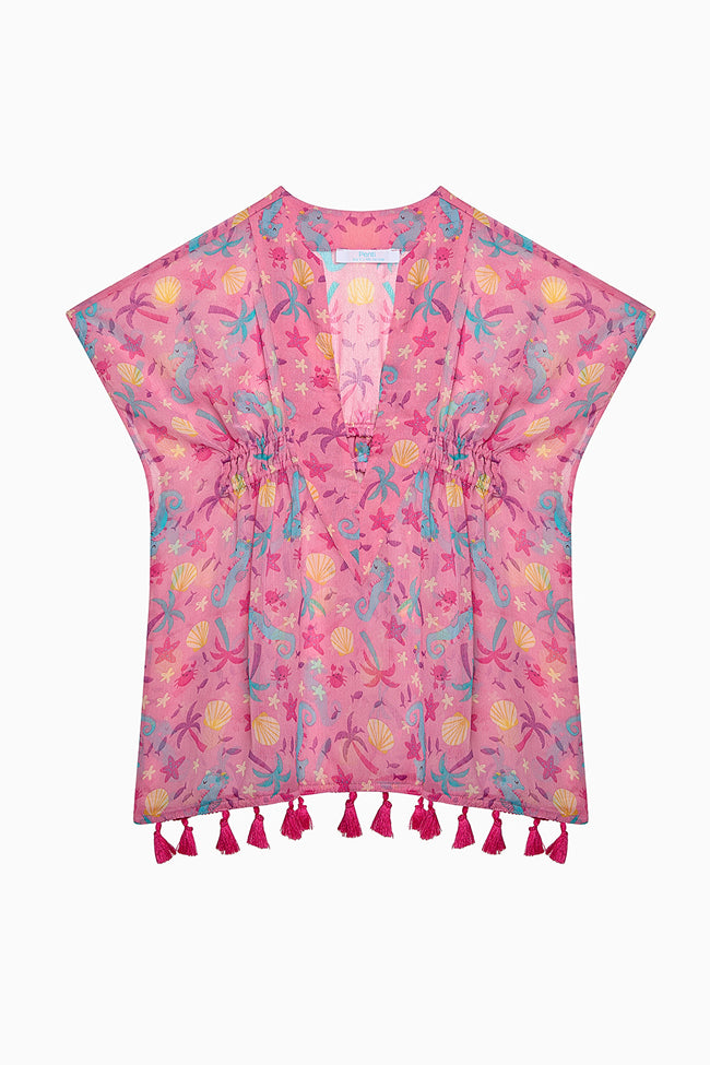 Girl Basic Printed Short Sleeve V Neck Kaftan Hover Image