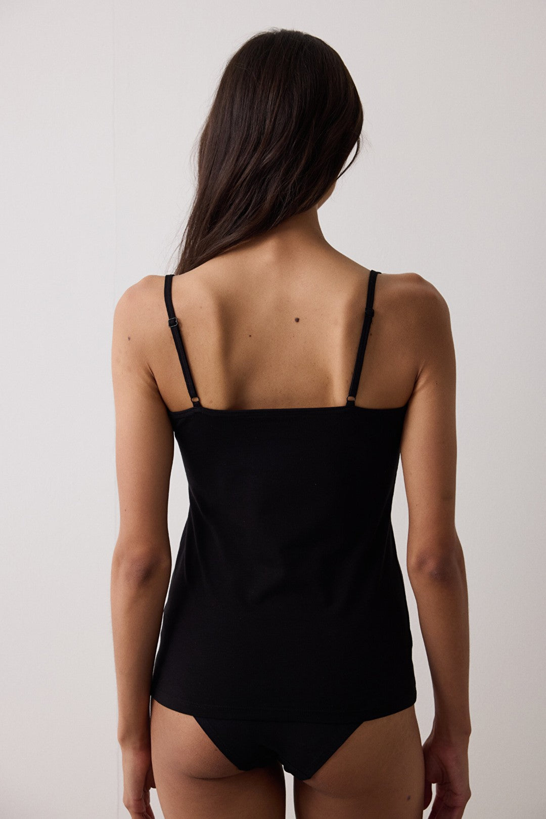 Black Square Neck Adjustable Strap Tank Top