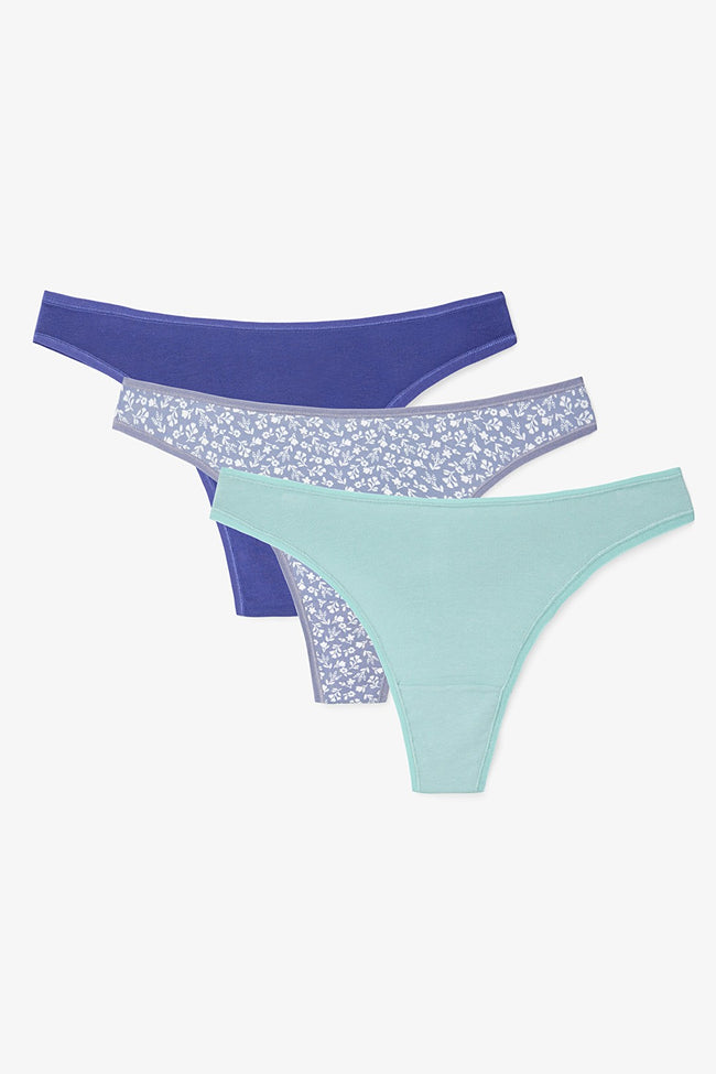 Cherry Bloom Floral Low Waist 3-Pack Thong Panties Hover Image