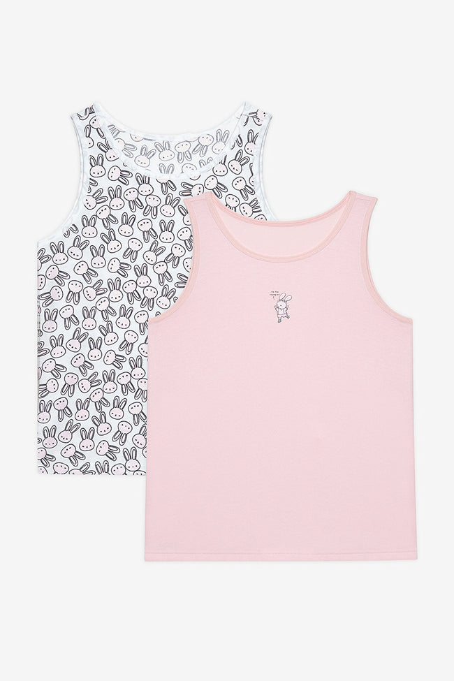 Girls Bunnies 2-Pack Multicolored Undershirt Hover Image