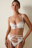 Off White Embroidered Underwire Non-Padded Half Cup Bra
