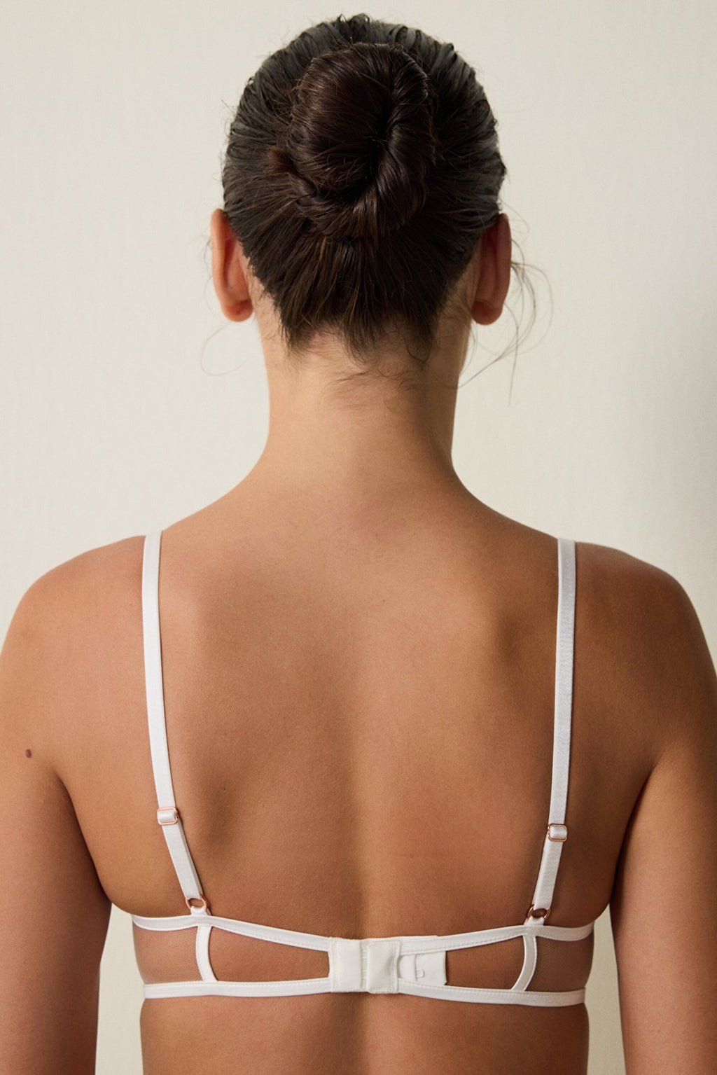 Off White Embroidered Underwire Non-Padded Half Cup Bra