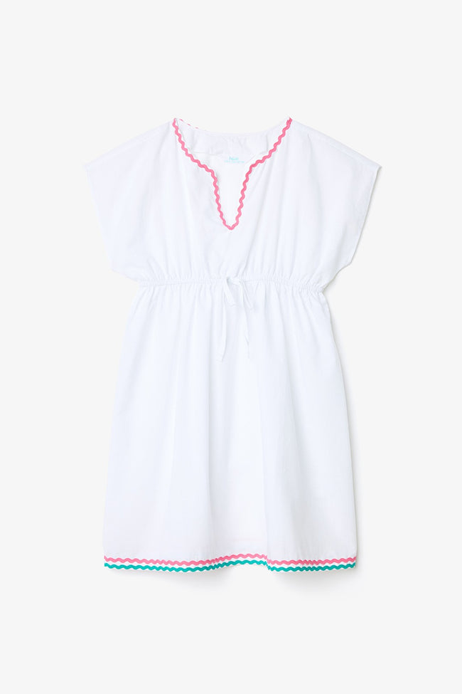 White Young Girl Color Stripe Thin Band Detailed Kaftan Hover Image