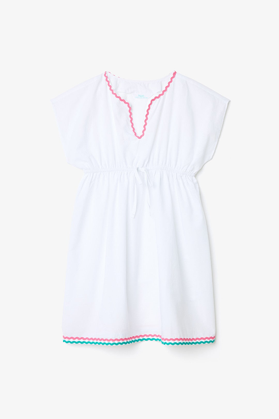 White Young Girl Color Stripe Thin Band Detailed Kaftan