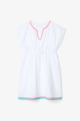 White Young Girl Color Stripe Thin Band Detailed Kaftan