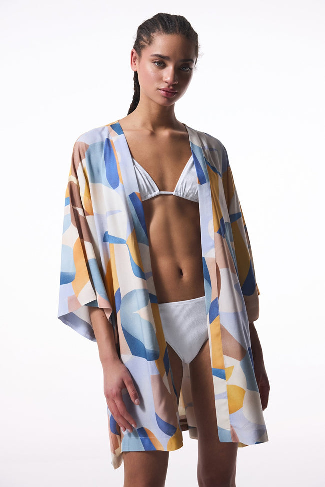 Misty Ethnic Pattern V-Neck Oversize Kimono Hover Image