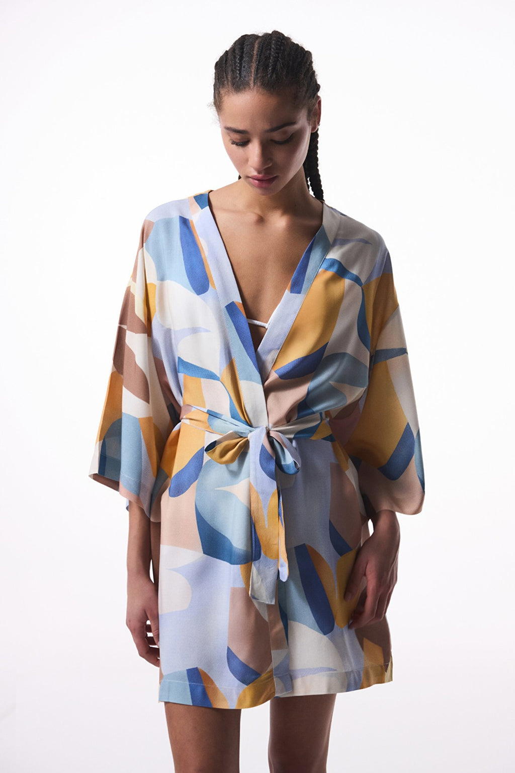 Misty Ethnic Pattern V-Neck Oversize Kimono