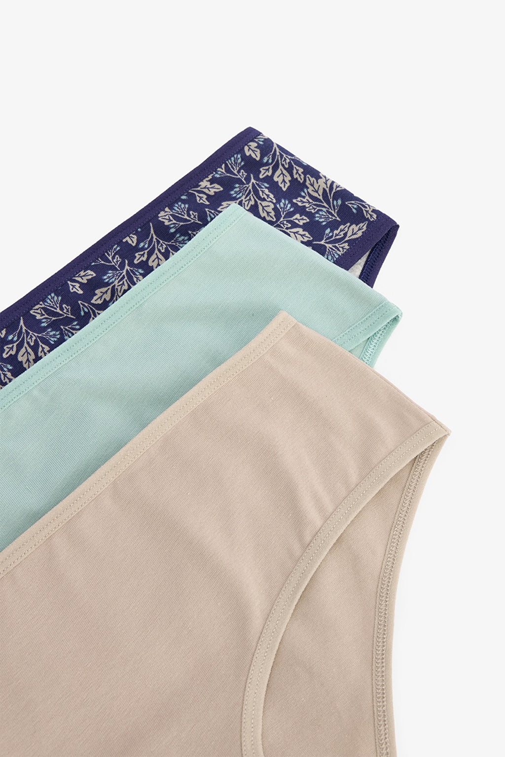 Oceanna 3-Pack Leaf Patterned Cotton Low Waist Briefs
