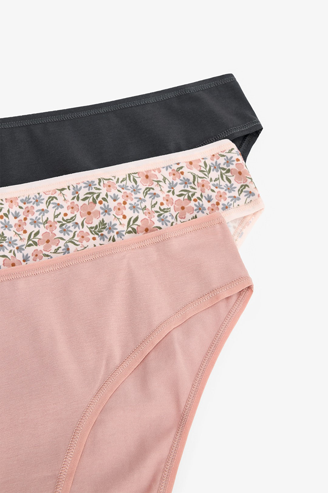 Cute Flower Floral Patterned Low Waist 3-Pack Slip Panties