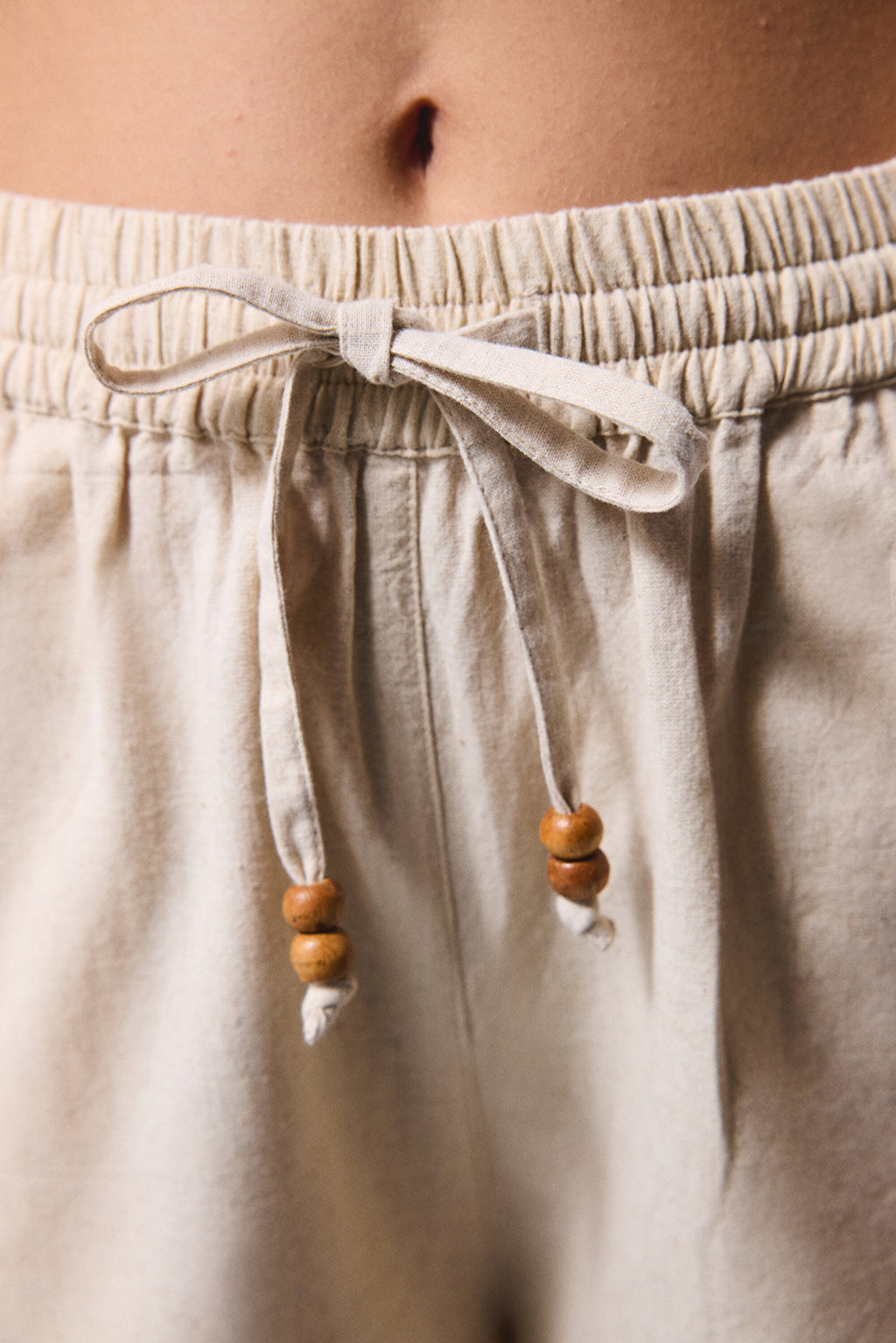 Beige Boho Linen Trousers