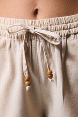 Beige Boho Linen Trousers
