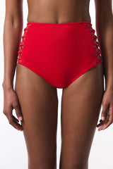 Red High Fashion High Waist Bikini Bottom