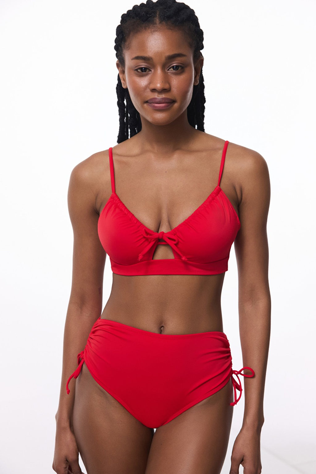 Red High Fashion High Waist Bikini Bottom