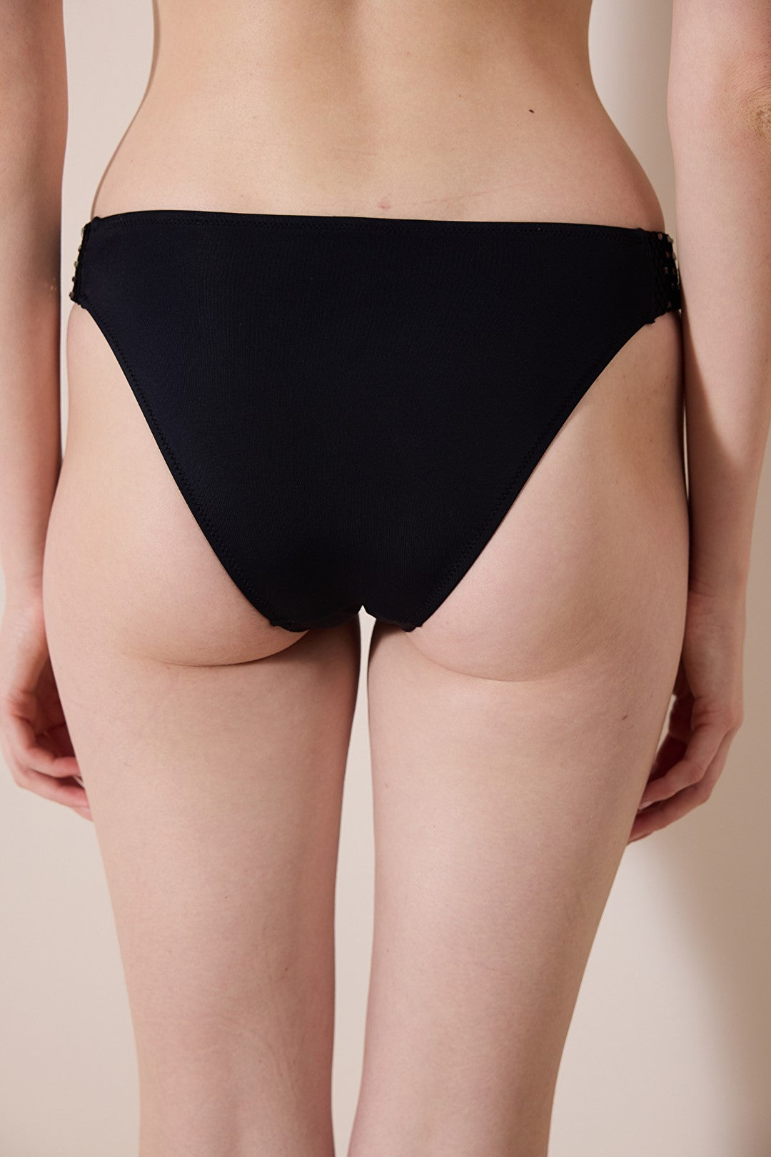 Cara Side Stoned Black Bikini Bottom - Gamze Erçel Collection