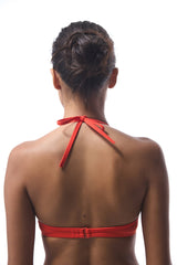 Coral Halter Neck Push Up Underwire Bikini Top