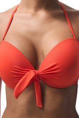 Coral Halter Neck Push Up Underwire Bikini Top
