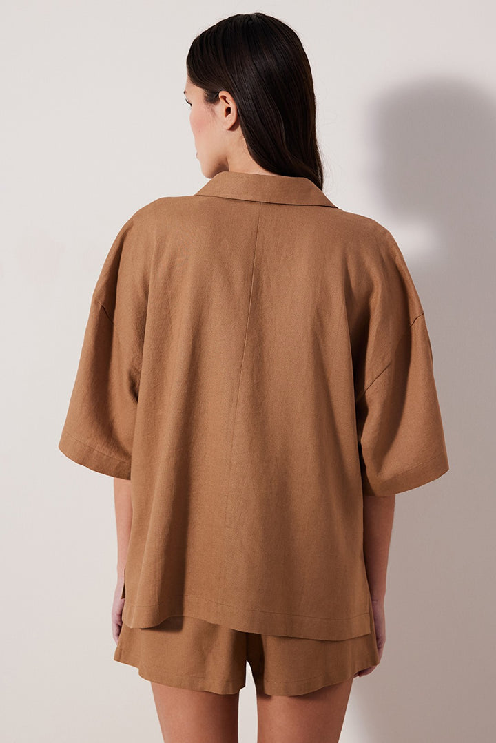 Linen Natural Light Brown Shirt