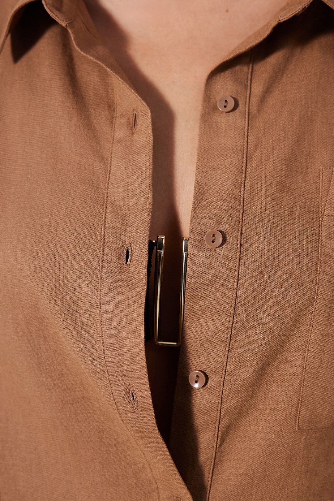 Linen Natural Light Brown Shirt