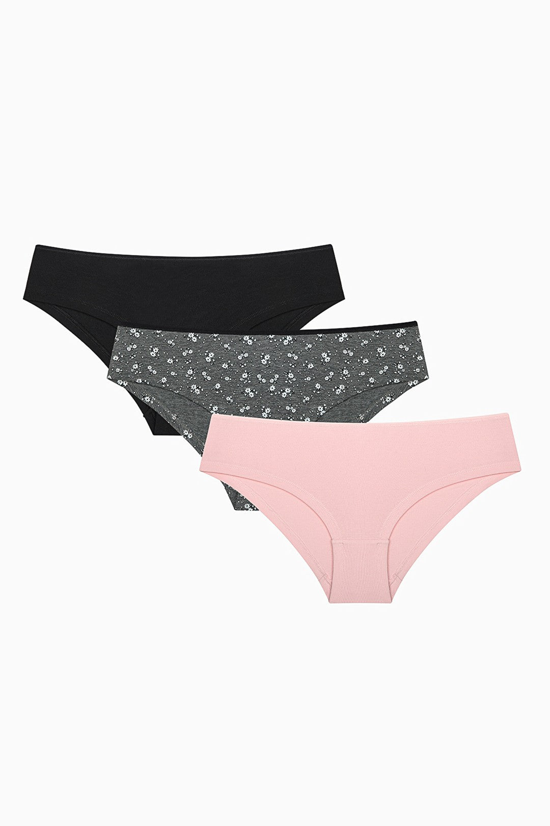 Black Daisy 3-Pack Hipster Multicolored Panties