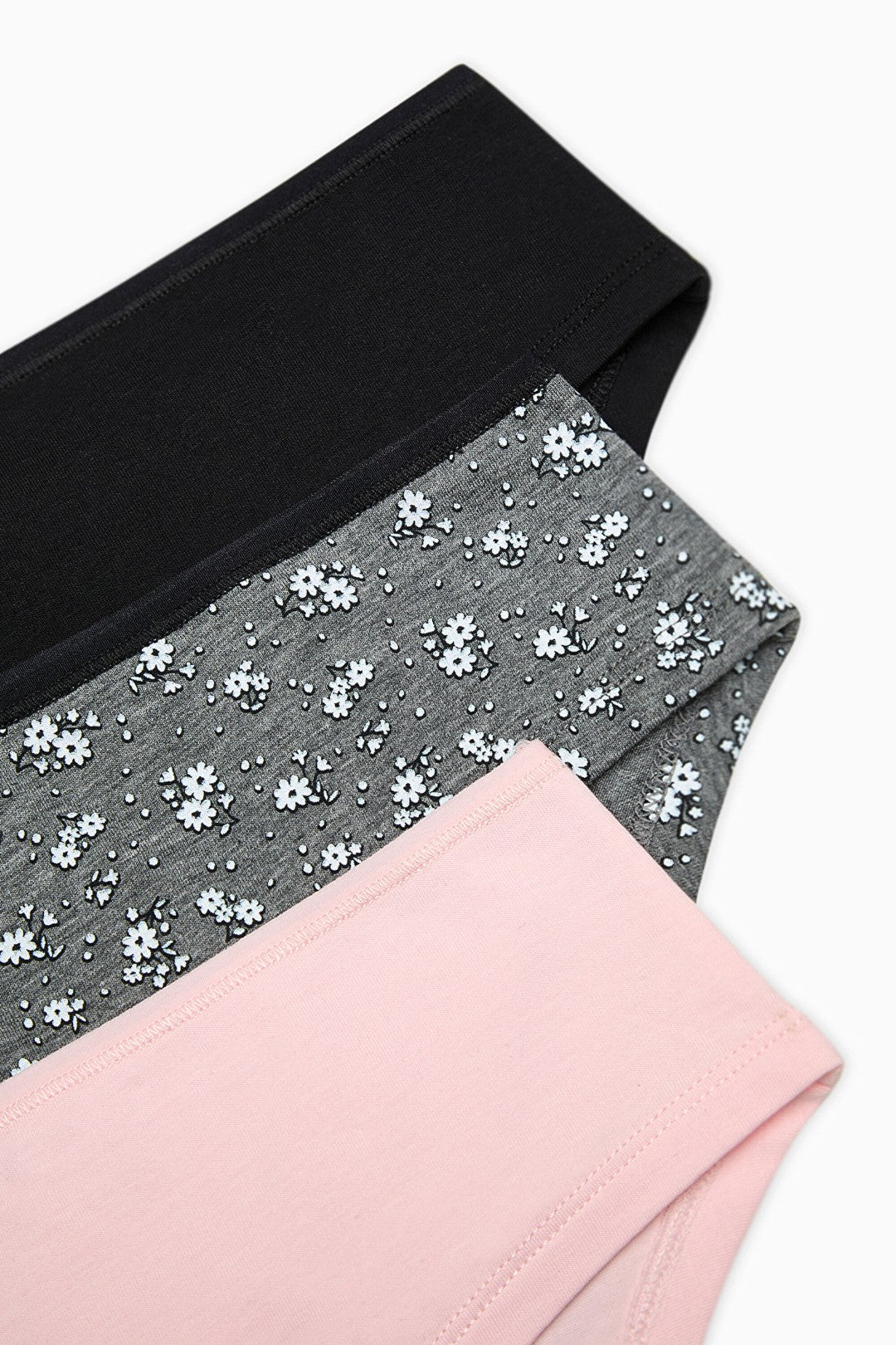 Black Daisy 3-Pack Hipster Multicolored Panties