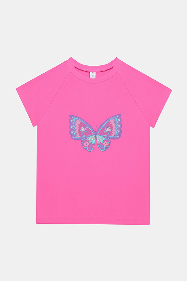 Girls Butterfly UV Swim Top Hover Image