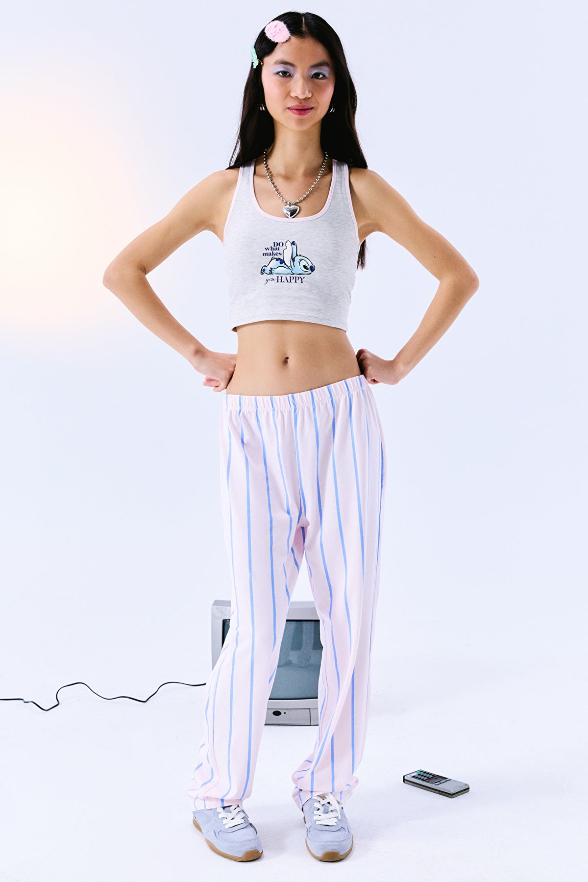 Removable Padded Racer Back Crop Light Grey Top - Stitch Collection