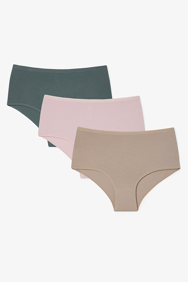 Mixed Color Mellow Spirit High Waist Cotton 3-Pack Briefs Hover Image