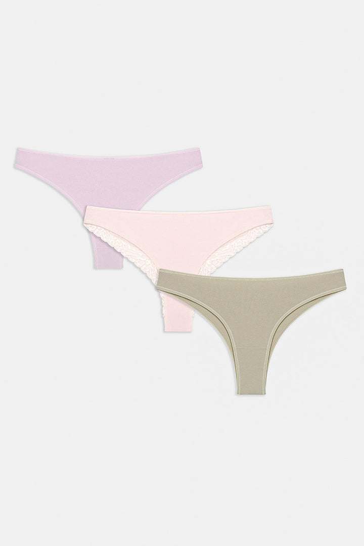 Easy Lacy Back 3-Pack Multicolored Brazilian Panties