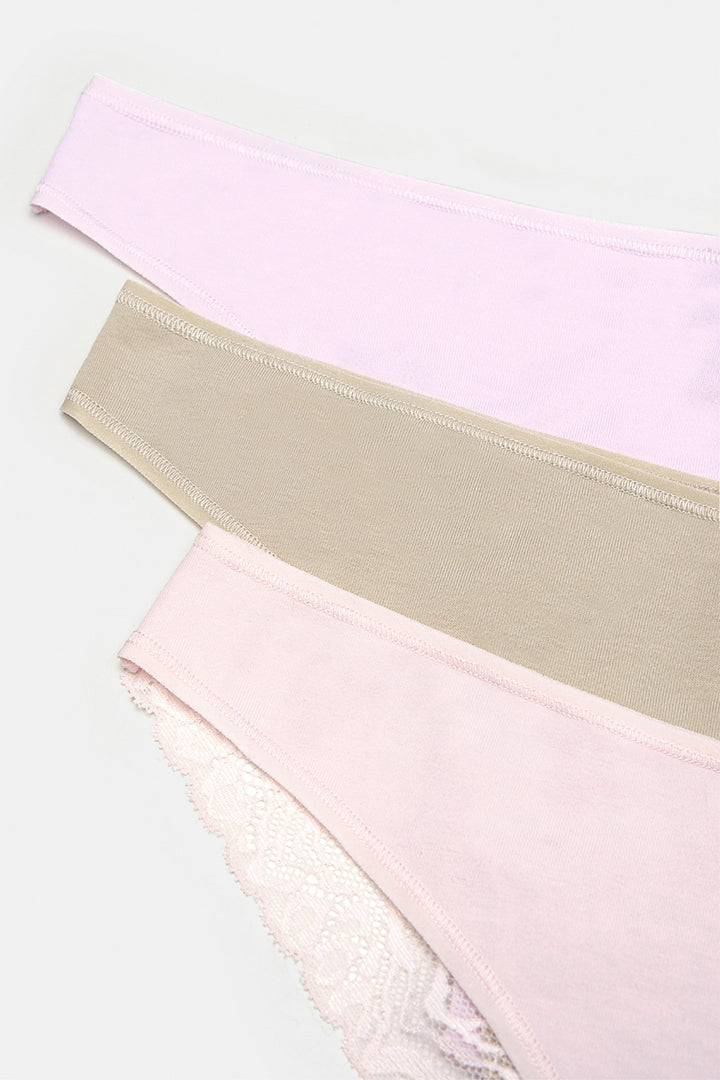 Easy Lacy Back 3-Pack Multicolored Brazilian Panties